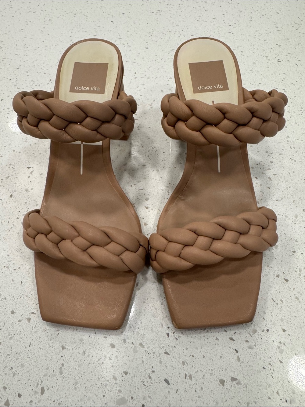 Women's‎ Dolce Vita Tan Braided Double-Strap Slide Heels